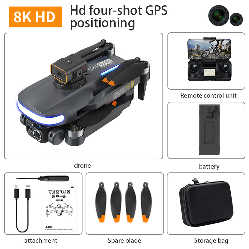 Newest UAV Brushless Drone 8k High-definition Aerial Photography Drone GPS Return Four Axis Aircraft Optical Flow Positioning Remote Control Aircraft